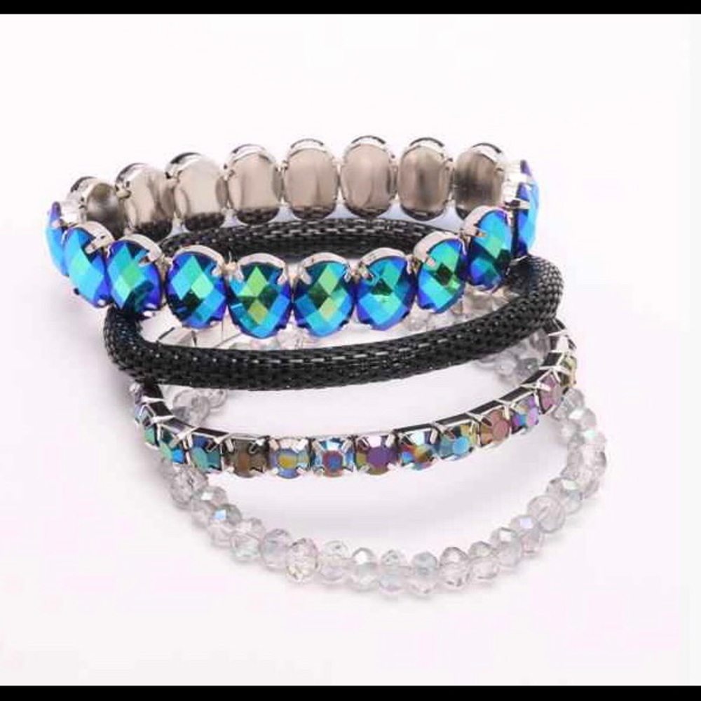 Multicolor 4 piece set in silver